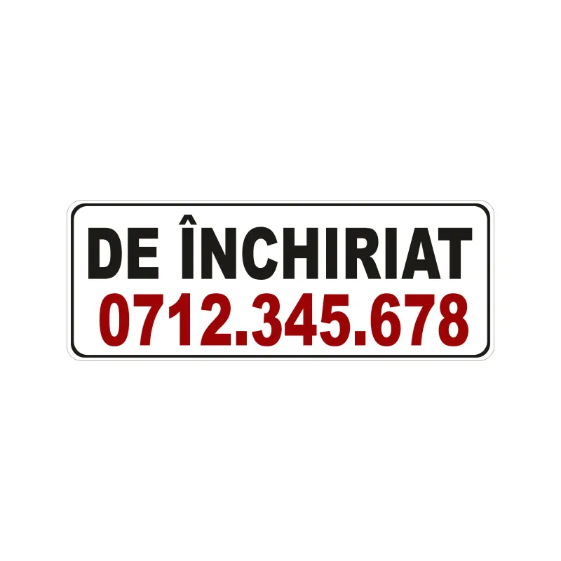 De inchiriat, autocolant, dimensiune 300x200mm, model 077